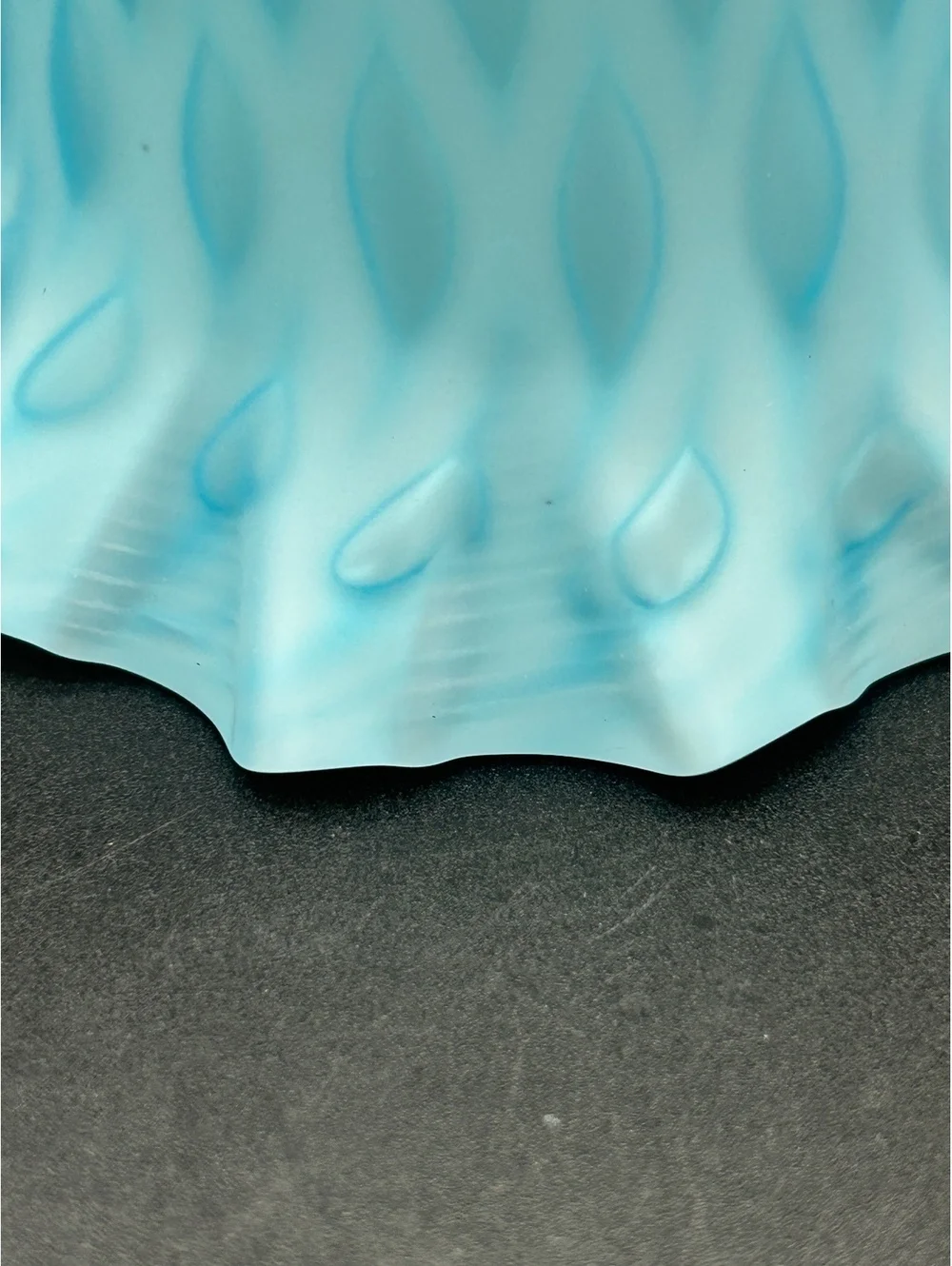 Vintage Murano Blown Glass Bell Satin Blue Diamond Optic